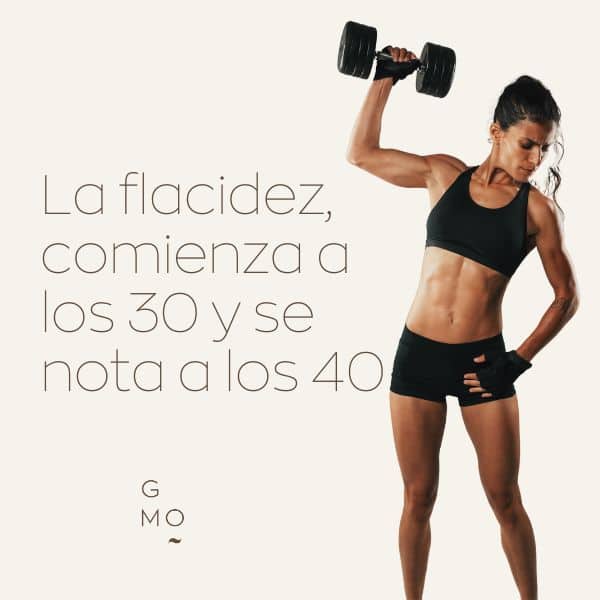 Imagen editada de mujer tonificada haciendo pesas con título del post correspondiente para el blog de Graziella Moraes